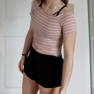pink and white striped shirt